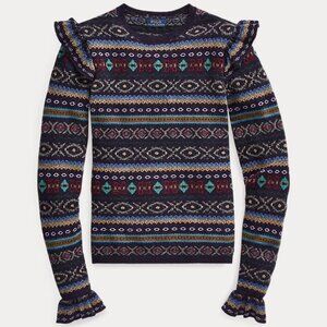 Fair Isle Ruffle-Trim Jumper Polo Ralph Lauren, size M